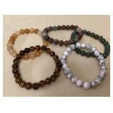 MMM108 Five Polished Stone Bracelets New