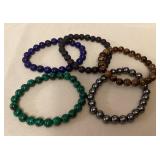 MMM110 Five Polished Stone Bracelets New