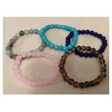 MMM111 Five Polished Stone Bracelets New