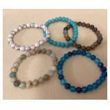 MMM112 Five Polished Stone Bracelets New