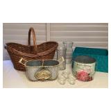 MMM118 Large Basket, Storage Bin, Glass Vases & More!