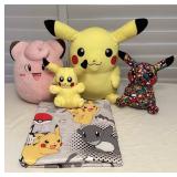 MMM121 Pokemon Twin Sized Flat Sheet & Plushes
