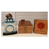 MMM123 Jim Beam Pearl Harbor Decanter, Shoe Shine Box & Cigar Box 