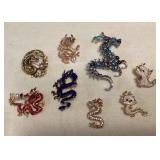 MMM130 Eight Year Of The Dragon Costume Jewelry Brooches