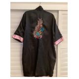 MMM142 Reversible Asian Kimono Style Robe With Embroidered Dragon