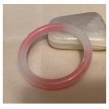 MMM162 Pink & White Jade Bangle Bracelet New 