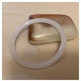 MMM163 Thin White Jade Bangle Bracelet New 