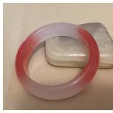 MMM165 Pink & White Jade Bangle Bracelet New 