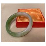 MMM170 Green & White Jade Bangle Bracelet New