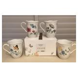 MMM174 Set Of 4 Lenox Butterfly Meadow Gold Limited Edition Ceramic Mugs New