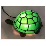 MMM203 Green Slag Glass Tiffany Style Turtle Table Lamp New 