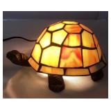 MMM204 Tiffany Style Yellow Slag Glass Turtle Table Lamp