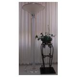 HKL010 White Floor Lamp, Silk Plant and Stand