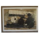 HKL012 Framed Abstract Painting Print - Stamped Signature