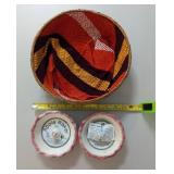 PPE061 Two Apple Baker Dish and Woven bowl