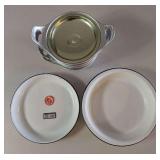 PPE074 Enamel Plates and Aluminum Steamer Bowls 