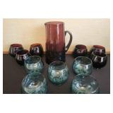 PPE103 - Burgundy and Sea Green Colored Glassware 