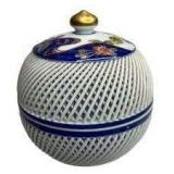 PPE133 Japanese Blue Floral Lidded Bowl