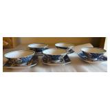 PPE212 Vintage Blue And White Saucers And Bowls