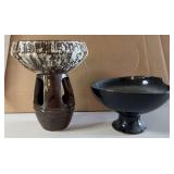 PPE273 Two Unique Ceramic/Pottery Vessels - Contrasting Styles & Glazes