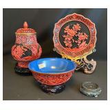 PPE284- Beautiful Carved Red Cinnabar Items