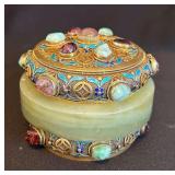 PPE313- Chinese Silver Enamel Pill Box 
