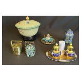 PPE325- Cloisonne And Brass Enamel Salt And Pepper Shakers