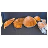 PPE333- Variety Of Vintage Monkey Pod Dishes 