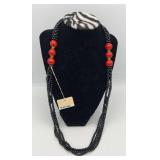PPE413-30” Onyx & Lacquer Beaded Necklace
