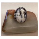 NSJ006 Navajo Sterling Silver White Buffalo Ring Size 11.75
