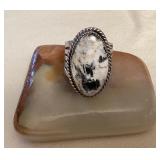 NSJ008 Navajo Sterling Silver White Buffalo Turquoise Ring Size 14