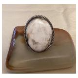 NSJ010 Navajo Sterling Silver White Buffalo Ring Size 14