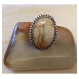 NSJ014 Navajo Royston Ribbon Turquoise Sterling Silver Ring By G.Boyd Size 8