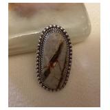 NSJ015 Navajo Royston Ribbon Turquoise Sterling Silver Ring Size 7.5