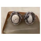 NSJ035 Two Navajo White Buffalo Turquoise Sterling Silver Rings Size 11
