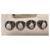 NSJ043 Four Navajo White Buffalo Turquoise Sterling Silver Rings Size 12