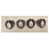 NSJ044 Four Navajo White Buffalo Turquoise Sterling Silver Rings Size 12