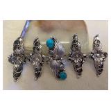 NSJ067 Five Navajo Sterling Silver & Turquoise Rings Size 8