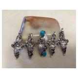 NSJ068 Five Navajo Sterling Silver & Turquoise Rings Size 6