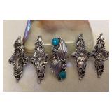 NSJ070 Five Navajo Sterling Silver & Turquoise Rings Size 6