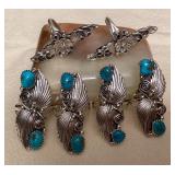NSJ077 Six Navajo Sterling Silver & Turquoise Rings Size 7.5