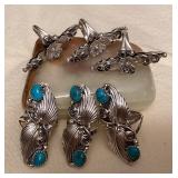 NSJ078 Six Navajo Sterling Silver & Turquoise Rings Size 7.5
