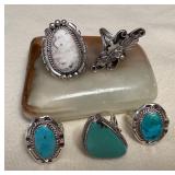 NSJ090 Five Navajo Sterling Silver Rings Size 8
