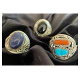 NSJ116 - Three Beautiful Men’s Sterling Silver Rings Sz 13.5 
