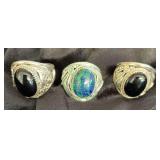 NSJ121 - Three Big Beautiful Men’s Sterling Silver Rings! Sz 12-12.5 