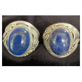 NSJ138 - Two Men’s Navajo Sterling Silver Looks Like Lapis Lazuli Rings Size 14.25