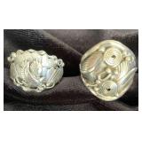 NSJ174 - Two Men’s Navajo Sterling Silver Eagle & Feather Rings Sz 11