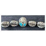 NSJ189- (5) Najavo Sterling Silver Rings Sz 9.5-10 Some With Turquoise/Gemstone