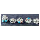 NSJ195- (5) Najavo Sterling Silver Rings Sz 12-13 With Turquoise/Gemstones