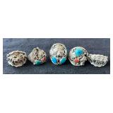 NSJ205- (5 )Najavo Sterling Silver Rings Sz 12 With Turquoise/Gemstones